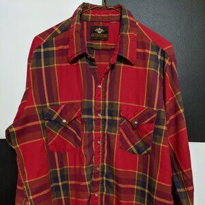 Vintage MWG brand plaid western shirt ('70s-'80s) - Excellent condition, Size L